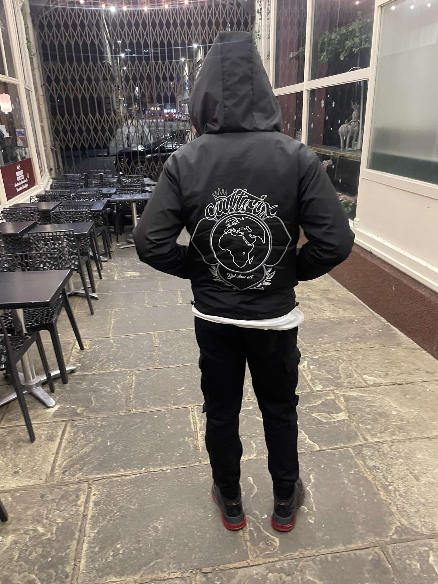 Black "God Above All" Cultrix Windbreaker