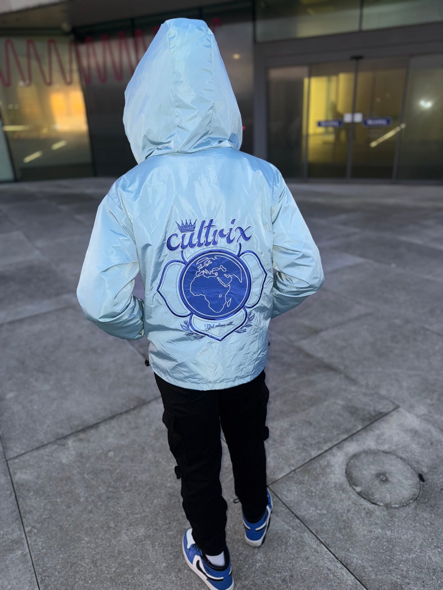 Light Blue "God Above All" Cultrix Windbreaker