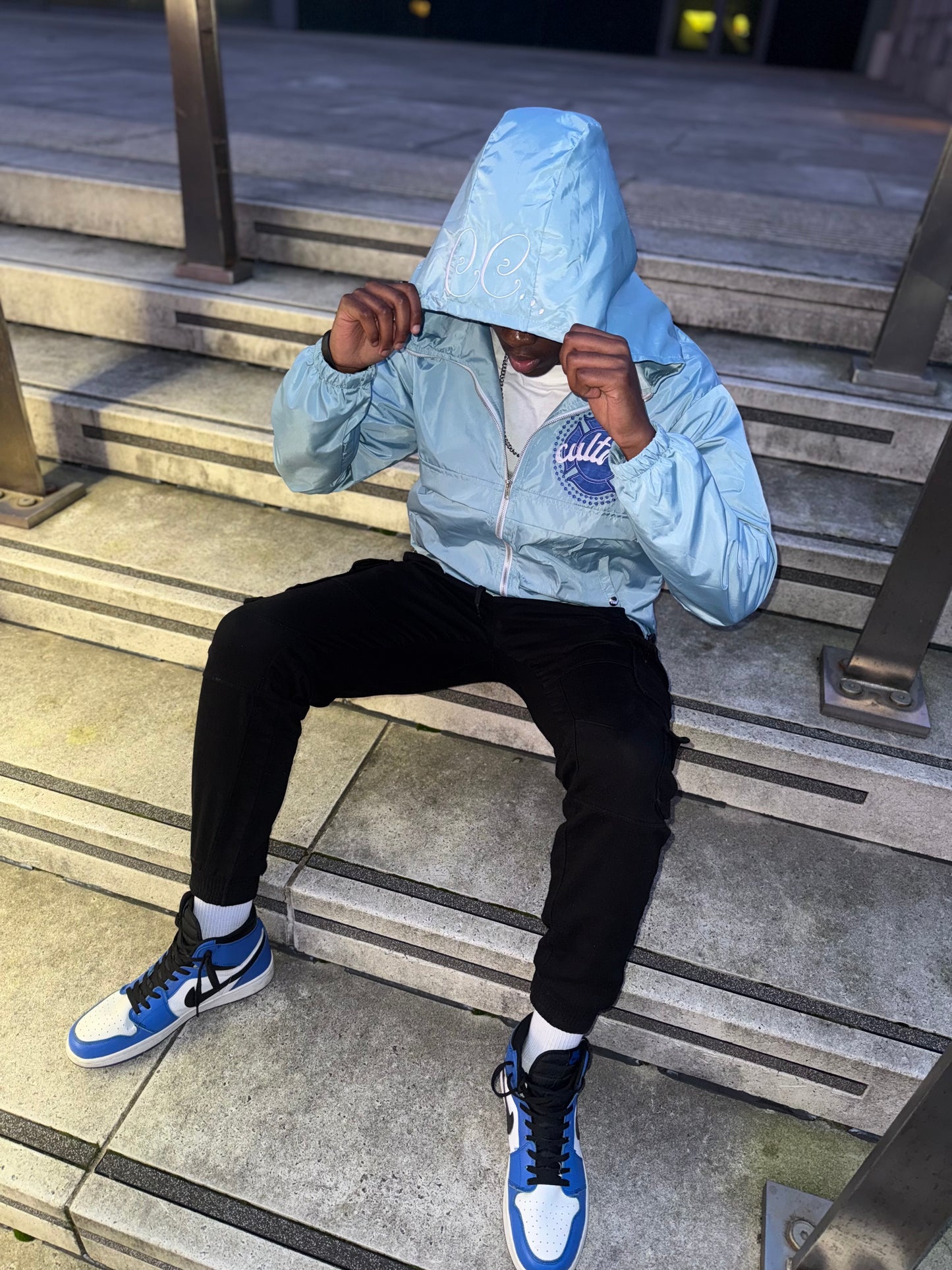 Light Blue "God Above All" Cultrix Windbreaker